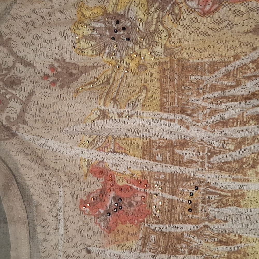 Dress Barn Beige Floral Lace Tunic - Picture 2 of 2